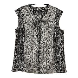 Talbots Sleeveless Black/White Polka Dot Blouse Size Large